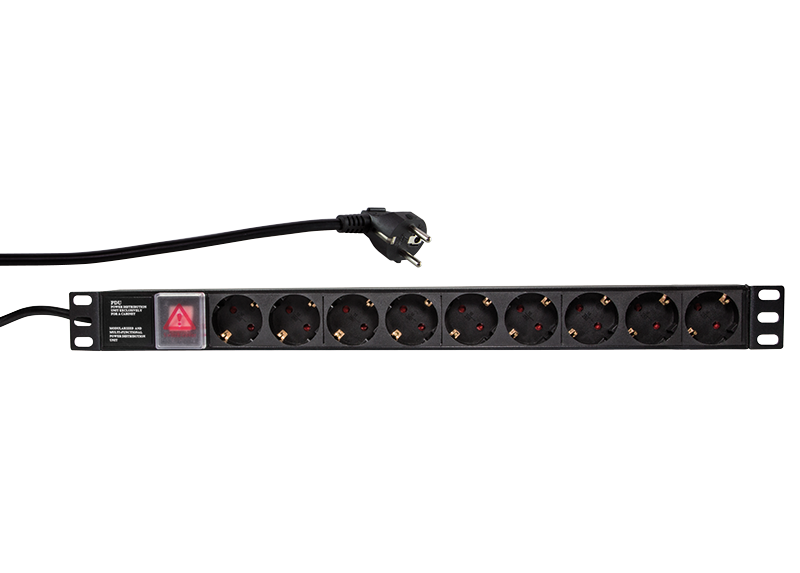 Stekkerdoos 9-voudig 19" 2m /Zwart /schakelaar /Logilink