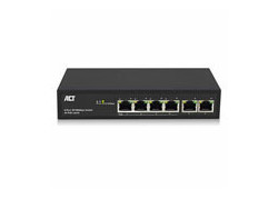 ACT 6 poorts, netwerkswitch, 10/100Mbps. 4x PoE+ (30W) poorten