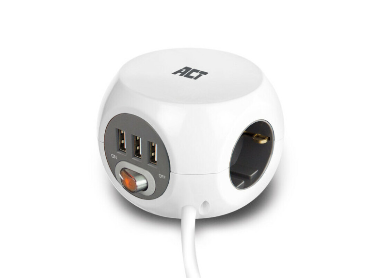 ACT AC2405 power uitbreiding 1,5 m 3 AC-uitgang(en) Binnen Wit