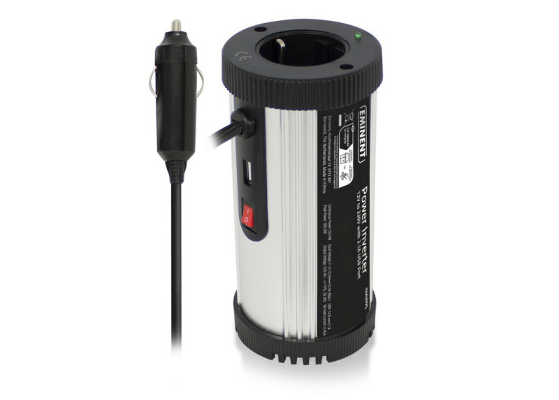 Eminent EM3995 netvoeding & inverter Auto 150 W Zwart, Zilver