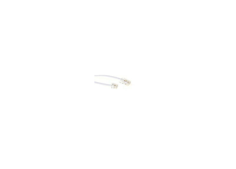ACT Witte 3 meter platte telefoonkabel met RJ11 en RJ45 connectoren ACT Witte 3 meter platte telefoonkabel met RJ11 en RJ45 connectoren