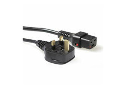 ACT Netsnoer UK male - C19 IEC Lock zwart 2 m, PC1214