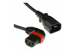 ACT Netsnoer C14 - C13 IEC Lock (links haaks) zwart 3 m, PC2050