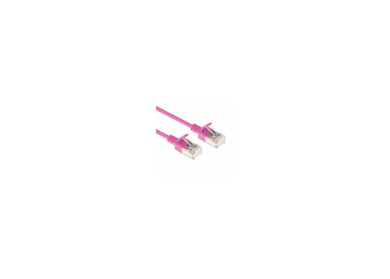 ACT Roze 0,15 meter LSZH U/FTP CAT6A datacenter slimline patchkabel snagless met RJ45 connectoren ACT Roze 0,15 meter LSZH U/FTP CAT6A datacenter slimline patchkabel snagless met RJ45 connectoren
