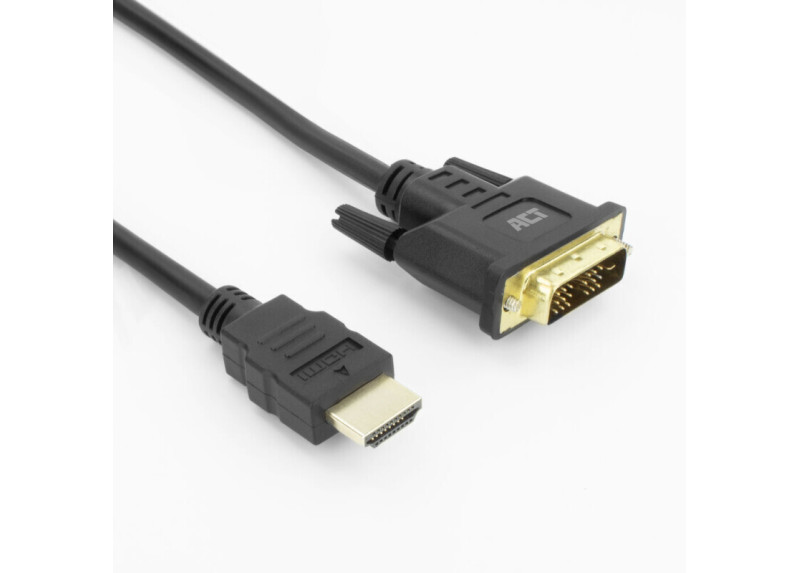ACT HDMI-A male naar DVI-D male adapterkabel, 5 meter ACT HDMI-A male naar DVI-D male adapterkabel, 5 meter
