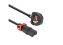 ACT Netsnoer UK male - C15 IEC Lock+ zwart 2 m, PC3884