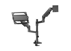ACT Monitorarm met laptophouder office premium, gasveer, paalbevestiging, 1 monitor