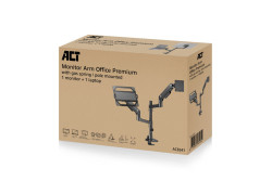 ACT Monitorarm met laptophouder office premium, gasveer, paalbevestiging, 1 monitor