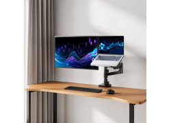 ACT Monitorarm met laptophouder office premium, gasveer, paalbevestiging, 1 monitor