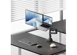 ACT Monitorarm met laptophouder office premium, gasveer, paalbevestiging, 1 monitor