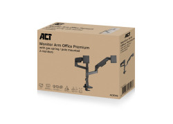 ACT Monitorarm office premium, gasveer, paalbevestiging, 2 monitoren
