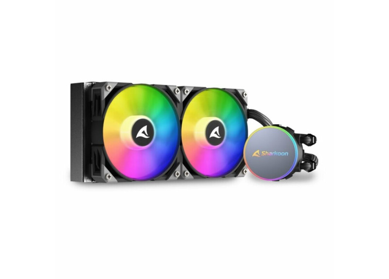 Sharkoon S70 rgb Computer behuizing, Processor Alles-in-één vloeistofkoeler 12 cm Zwart 1 stuk(s)