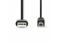 Nedis CCGT60100BK20 USB-kabel 2 m USB 2.0 USB A USB B Zwart