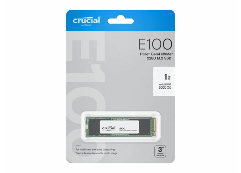 Crucial E100 | 480GB NVMe SSD | M.2 | Gen4 | 4.700MB/s Crucial E100 | 480GB NVMe SSD | M.2 | Gen4 | 4.700MB/s