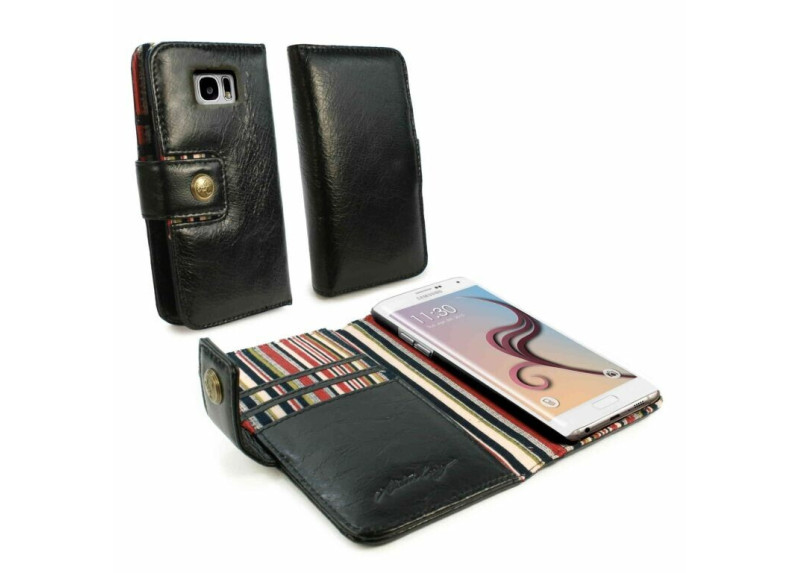 Alston Craig Vintage Genuine Leren RFID Portemonnee Case Cover voor Samsung Galaxy S6 Edge (met gratis Screen Protector) zwart Alston Craig Vintage Genuine Leren RFID Portemonnee Case Cover voor Samsung Galaxy S6 Edge (met gratis Screen Protector) zwart