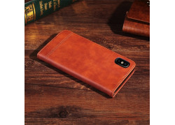 Tuff-luv - faux leren boek stijl stand beschermhoes voor de Apple iPhone X - koffiebruin