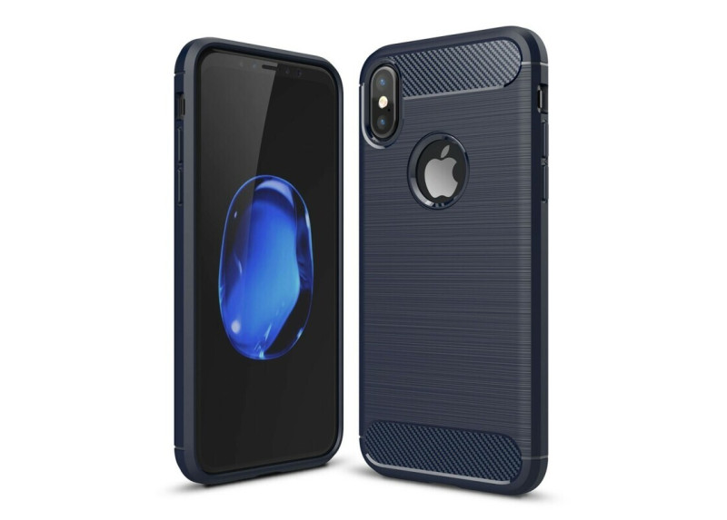 Tuff-luv - Carbon Fiber stijl TPU, beschermende en Schockbestendige achterkant voor de Apple iPhone X case - blauw Tuff-luv - Carbon Fiber stijl TPU, beschermende en Schockbestendige achterkant voor de Apple iPhone X case - blauw