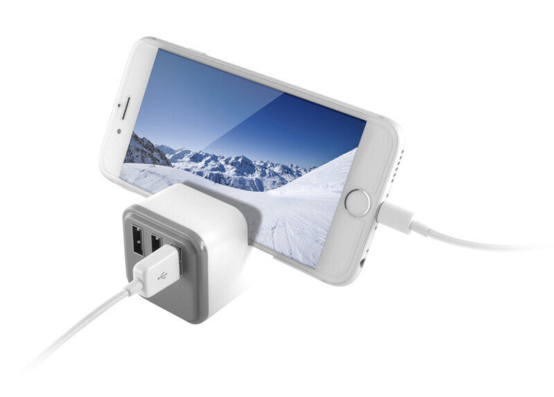 Ksix - 3 USB Stopcontact Splitter met houder en SmartCharge - Wit Ksix - 3 USB Stopcontact Splitter met houder en SmartCharge - Wit