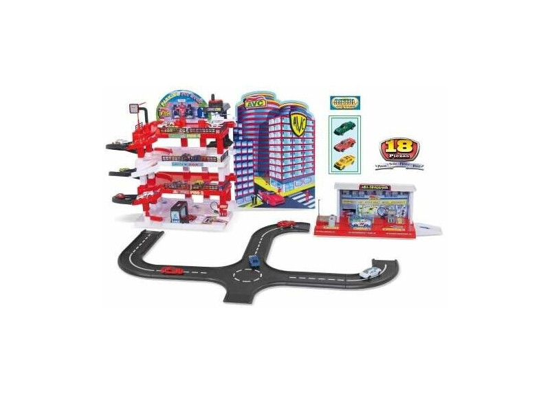 Pit-Stop Garage - Garage - Met Tankstation, Circuit, 3 Auto's en een Helicopter Pit-Stop Garage - Garage - Met Tankstation, Circuit, 3 Auto's en een Helicopter