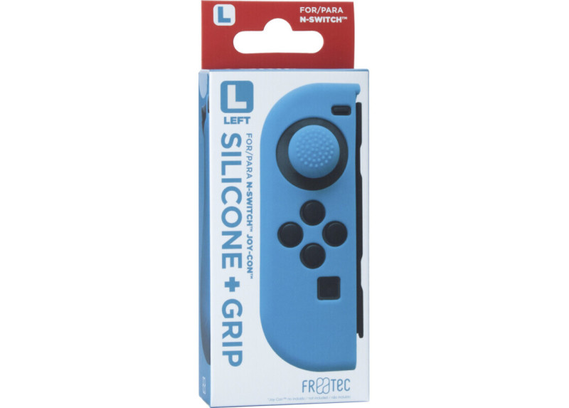Joy Con Controller Silicone Skin - Links - Blauw + Grips - Nintendo Switch - Switch OLED Joy Con Controller Silicone Skin - Links - Blauw + Grips - Nintendo Switch - Switch OLED