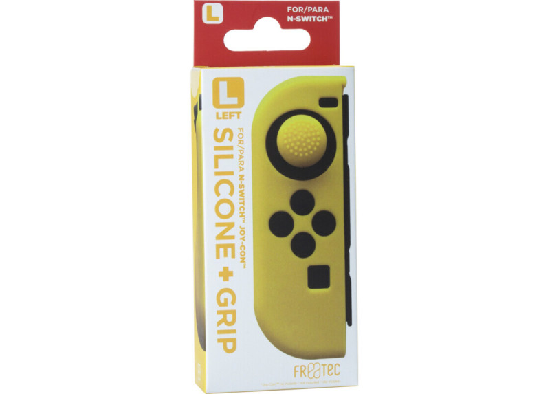 Joy Con Controller Silicone Skin - Links - Geel + Grips - Nintendo Switch - Switch OLED Joy Con Controller Silicone Skin - Links - Geel + Grips - Nintendo Switch - Switch OLED