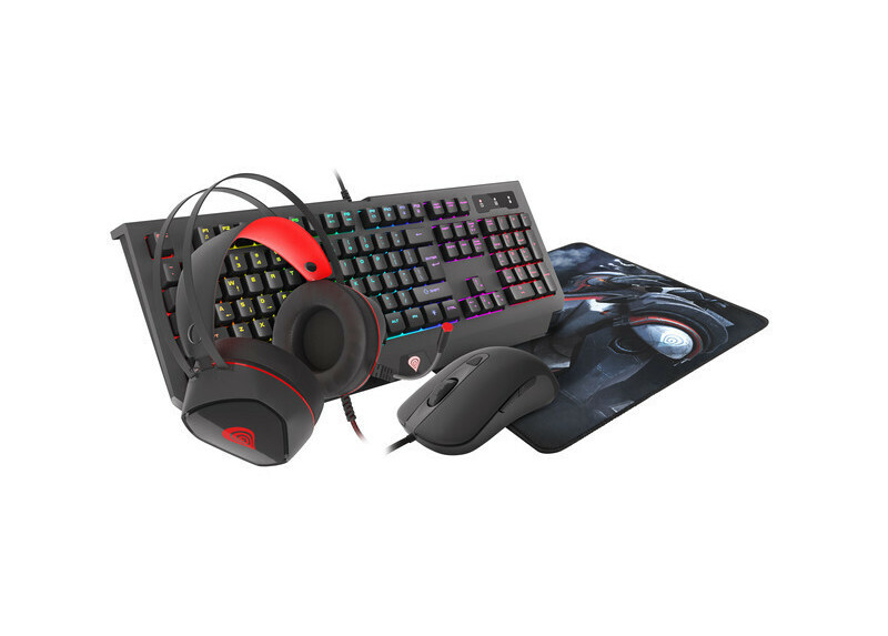Gaming Combo Set 4 In 1 Genesis Cobalt 330 RGB toetsenbord plus muis plus headset en muismat - US Layout Gaming Combo Set 4 In 1 Genesis Cobalt 330 RGB toetsenbord plus muis plus headset en muismat - US Layout