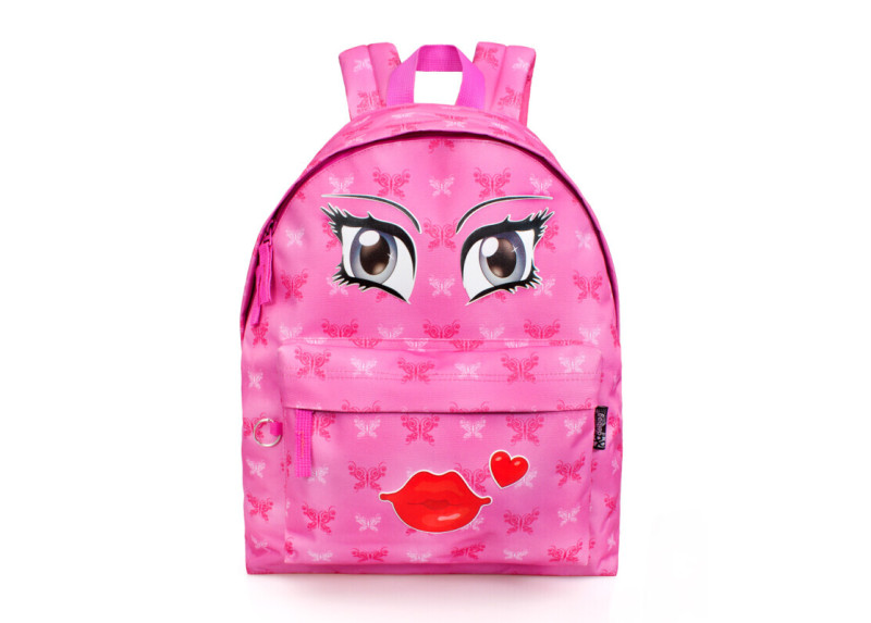 Delbag - Rugzak - Gezicht Kus - Roze - 43 cm Delbag - Rugzak - Gezicht Kus - Roze - 43 cm