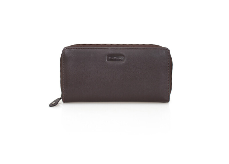 Delbag - Leren Dames Portemonnee met rits - Bruin Delbag - Leren Dames Portemonnee met rits - Bruin