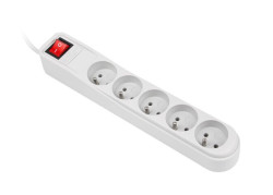 Natec Extreme Media - Stekkerdoos - 5 stopcontacten - overspanningsbeveiliging - 1,5m - Grijs