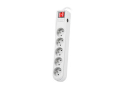Natec Extreme Media - Stekkerdoos - 5 stopcontacten - overspanningsbeveiliging - 5m - Grijs