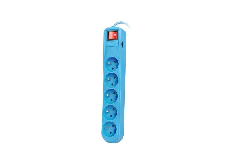 Natec Extreme Media - Stekkerdoos - 5 stopcontacten - overspanningsbeveiliging - 3m - Blauw Natec Extreme Media - Stekkerdoos - 5 stopcontacten - overspanningsbeveiliging - 3m - Blauw
