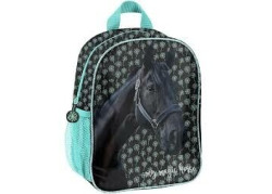 Paarden Rugzak - 28 cm hoog - Zwart en Blauw