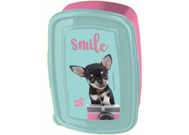 Studio Pets - Broodtrommel chihuahua Smile - Blauw en Roze Studio Pets - Broodtrommel chihuahua Smile - Blauw en Roze