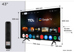 TCL 43P7K 43" | Ultra HD 4K QLED Smart TV (2025) | Google TV + Wifi | Dolby Vision & HDR10 | Quantum Dot Technologie | 60Hz