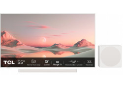 TCL NXTFRAME 55A300W Pro Wit 55" | Ultra HD 4K QLED Smart TV | Draadloze Soundbar en Subwoofer | Google TV + Wifi | HDR10+ | 120