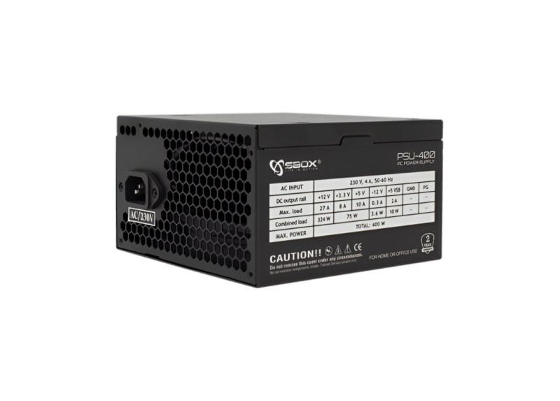 SBOX PSU-400/R Black Metal | 400 Watt ATX PSU | Power Supply | Voeding