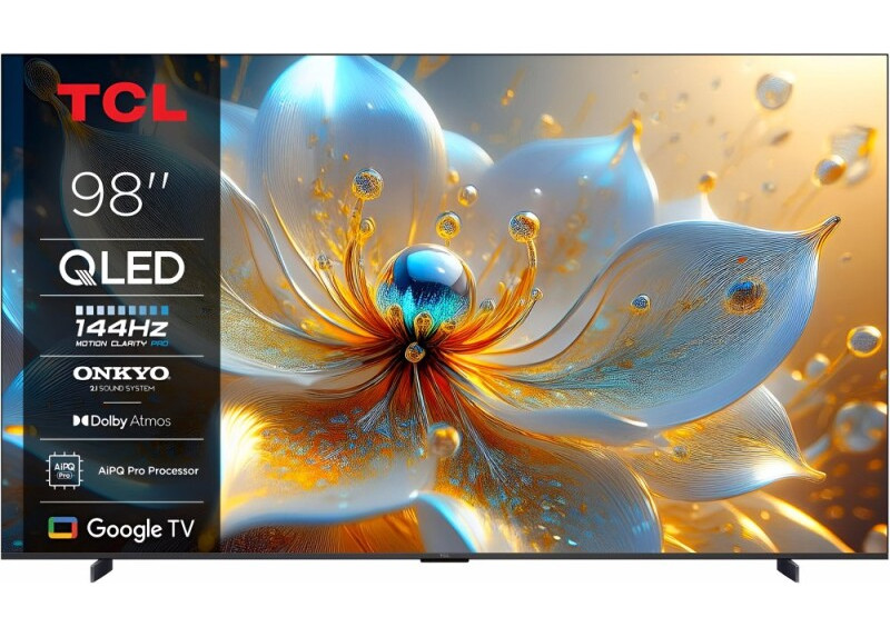 TCL 98T8C 98” | Grote 4K QLED Smart TV | Supersnel 144Hz & Dolby Vision | Google TV + WiFi