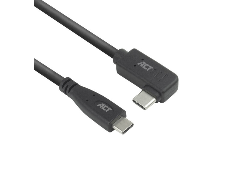 ACT USB 3.0 10Gbps 60W USB Type-C® (recht) naar USB Type-C® (haaks links/rechts) kabel, 3 meter