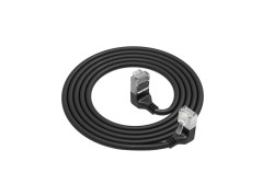 ACT Zwarte 0,5 meter U/FTP CAT6A LSZH Slimline patchkabel met RJ45 connectoren 90° haaks beneden naar 90° haaks boven