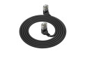 ACT Zwarte 0,5 meter U/UTP CAT6A LSZH Slimline patchkabel met RJ45 connectoren 90° haaks boven naar 90° haaks boven