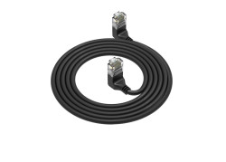 ACT Zwarte 0,5 meter U/UTP CAT6A LSZH Slimline patchkabel met RJ45 connectoren 90° haaks boven naar 90° haaks boven