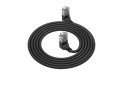 ACT Zwarte 1 meter U/UTP CAT6A LSZH Slimline patchkabel met RJ45 connectoren 90° haaks boven naar 90° haaks boven