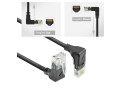 ACT Zwarte 0,5 meter U/UTP CAT6A LSZH Slimline patchkabel met RJ45 connectoren 90° haaks beneden naar 90° haaks boven