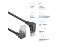 ACT Zwarte 2 meter U/UTP CAT6A LSZH Slimline patchkabel met RJ45 connectoren 90° haaks beneden naar 90° haaks boven