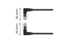 ACT Zwarte 2 meter U/UTP CAT6A LSZH Slimline patchkabel met RJ45 connectoren 90° haaks beneden naar 90° haaks boven