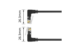 ACT Zwarte 2 meter U/UTP CAT6A LSZH Slimline patchkabel met RJ45 connectoren 90° haaks beneden naar 90° haaks boven