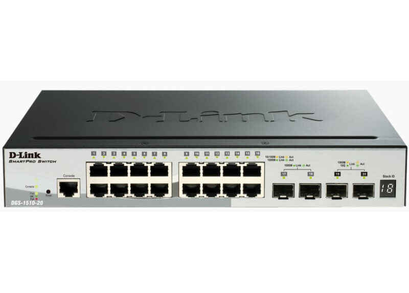 D-Link DGS-1510-20 netwerk-switch Managed L3 Gigabit Ethernet (10/100/1000) Zwart