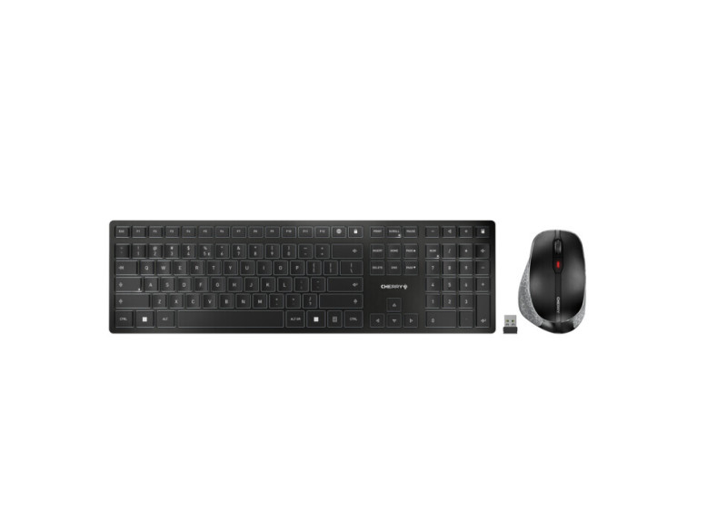 CHERRY DW 9500 SLIM toetsenbord Inclusief muis RF-draadloos + Bluetooth QWERTY Engels Zwart, Grijs