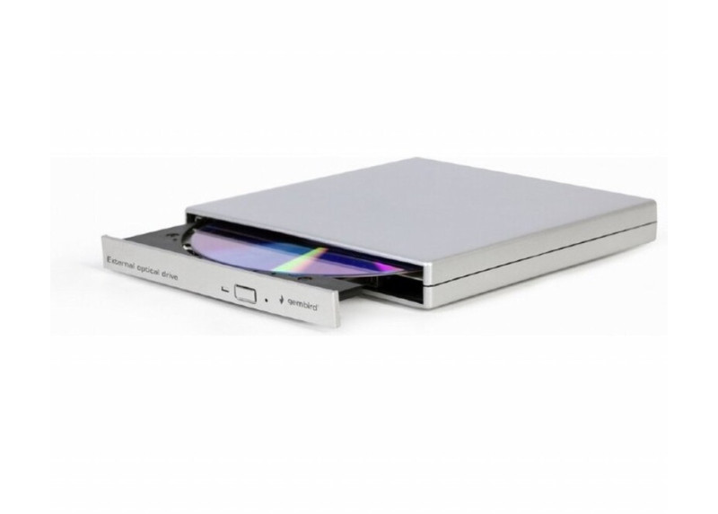 Gembird DVD‑USB‑02‑SV | Externe USB CD/DVD Brander en Speler | Zilver | USB 2.0 | Compact Plug & Play Design