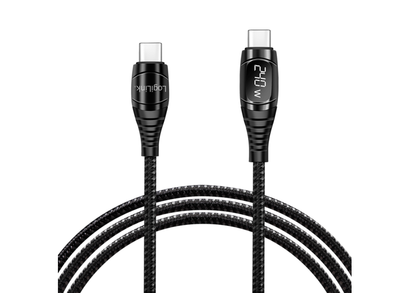 USB 2.0 C <--> USB-C 2.00m LogiLink Zwart, OLED display